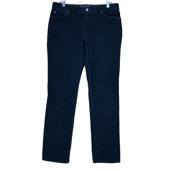 Eddie Bauer Womens Jeans Navy Blue Mid Rise Corduroy Truly Straight Stretch 12 - Picture 1 of 12